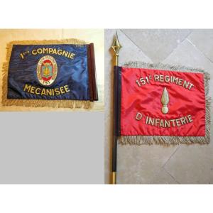 French Army - Pennant 1960s 1st Motorized Company 151 Ri - Lbv24fan001