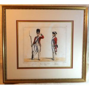 Uniformes Anciens - Régiment Gardes Suisses 1790 Gravure Encadrement Professionnel Lbv24cad008