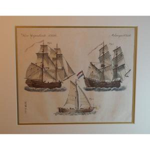 Marine Sailboats - Boarding Combat Old Engraving Professional Frame - Ref Lbv24cad001