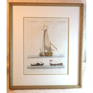 Marine Sailboats Venice - Antique Engraving Professional Frame Lbv24cad002