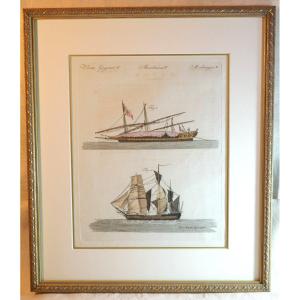 Marine Voiliers XVIII - Gravure Ancienne Encadrement Professionnel Lbv24cad003