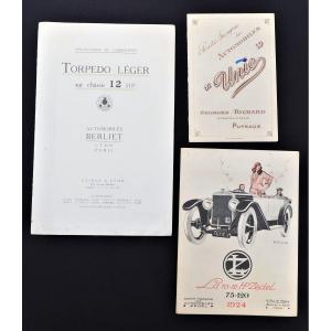 Plaquettes Publicitaires Automobiles Berliet - Unic - Zedel époque Première Guerre Mondiale