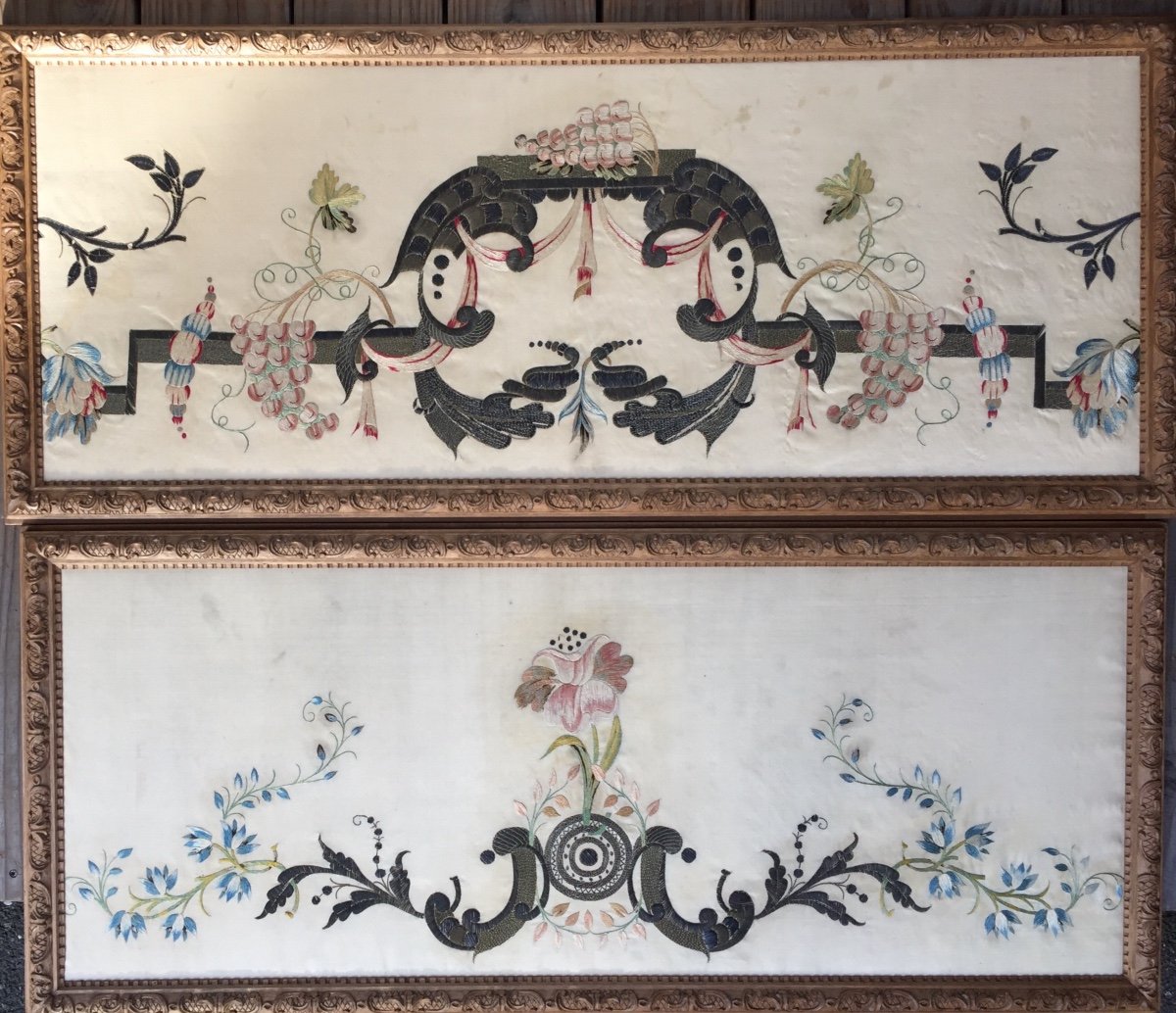 Pair Of Framed Embroidered Fabrics