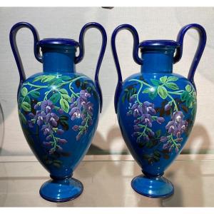 Pair Of Jules Vieillard Ceramic Vases