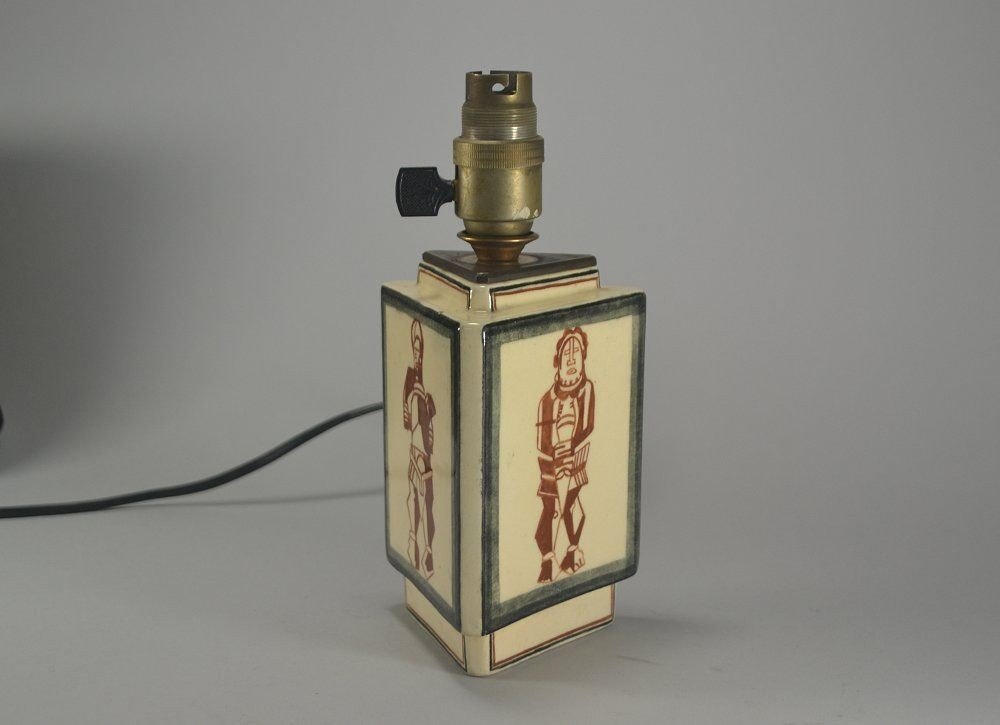 Rare Lampe Robert Lallemant. Cubiste. Africaniste-photo-3