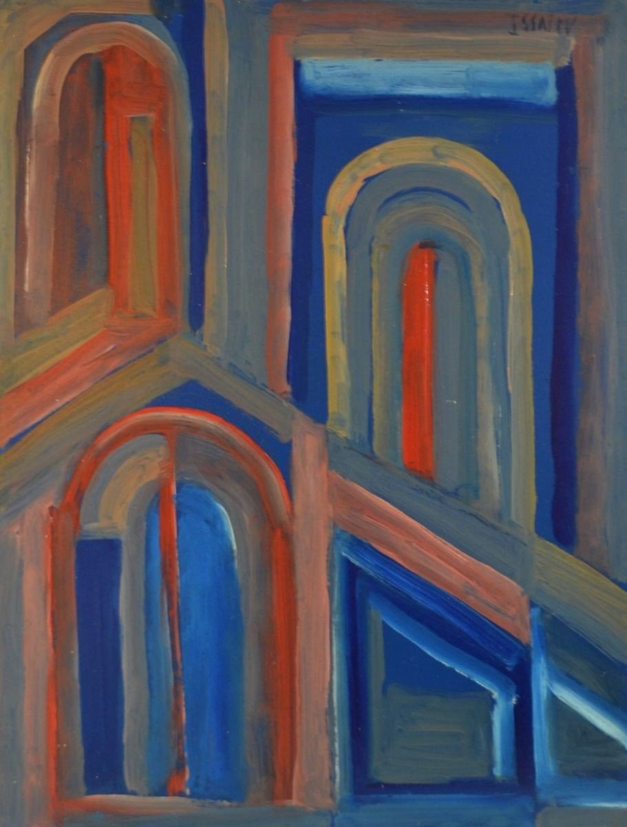 Nicola Issaiev (1891-1977) Composition Cubiste. Huile Sur Panneau.