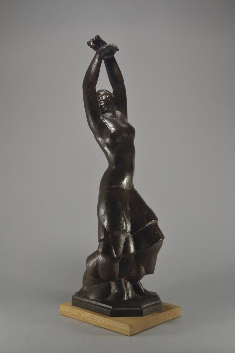 Vincenc Navarro Grande Sculpture En Bronze Représentant Une Danseuse-photo-2