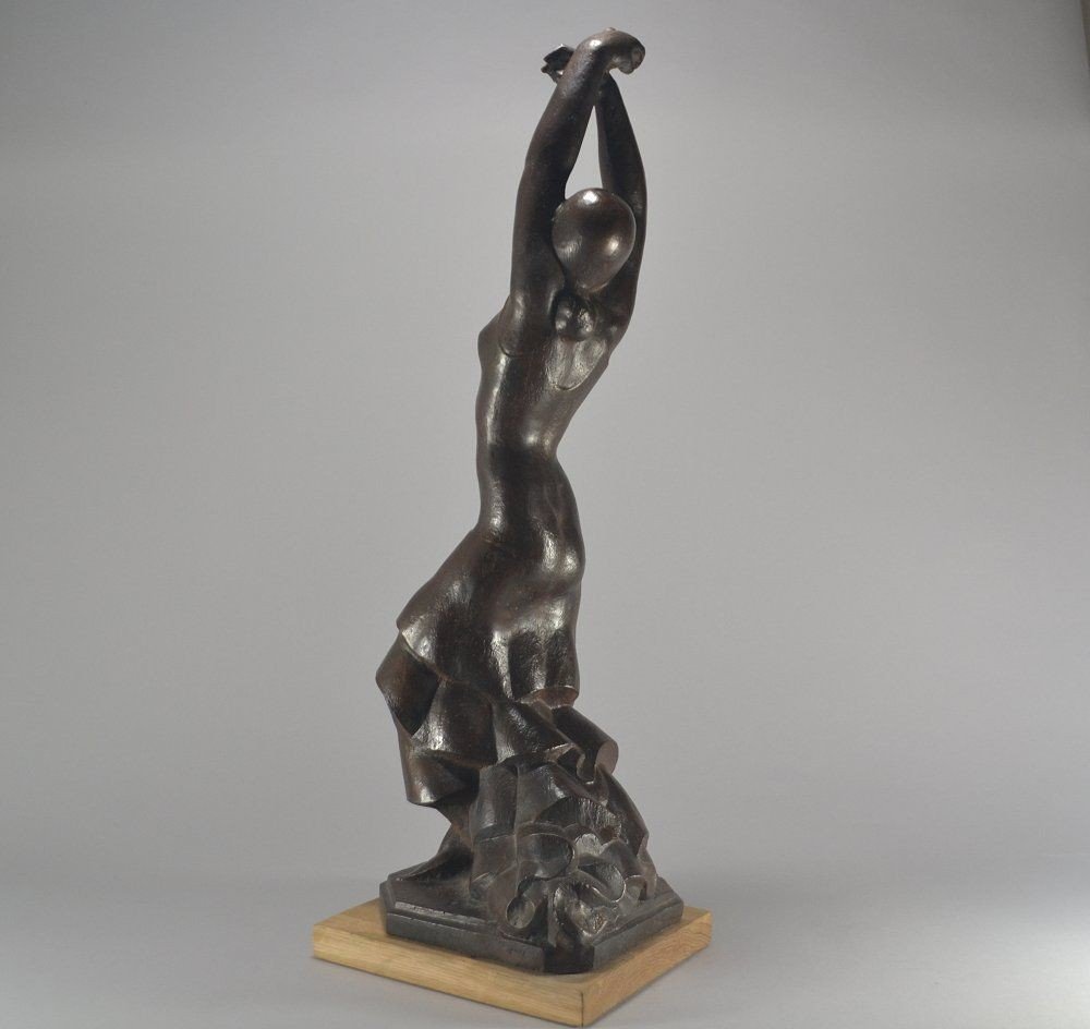 Vincenc Navarro Grande Sculpture En Bronze Représentant Une Danseuse-photo-4