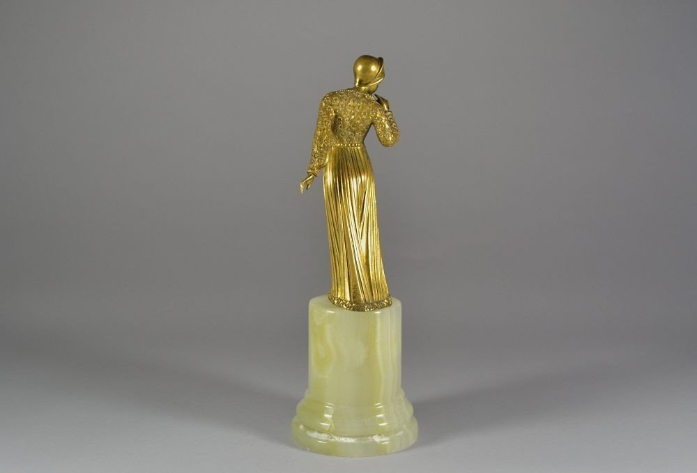 Georges Gori (act. 1930) Bronze Lady On Onyx Base-photo-2