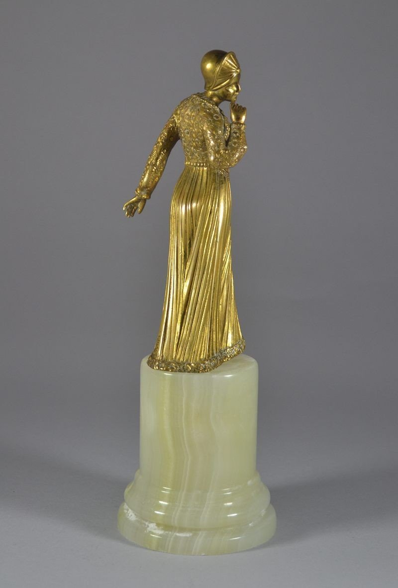 Georges Gori (act. 1930) Bronze Lady On Onyx Base-photo-2