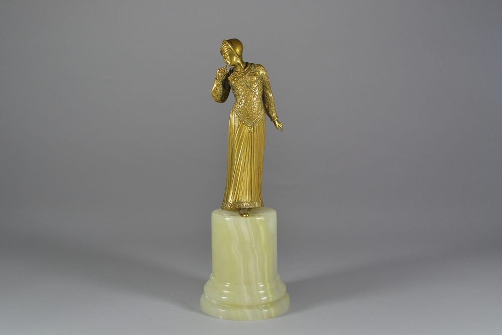 Georges Gori (act. 1930) Bronze Lady On Onyx Base