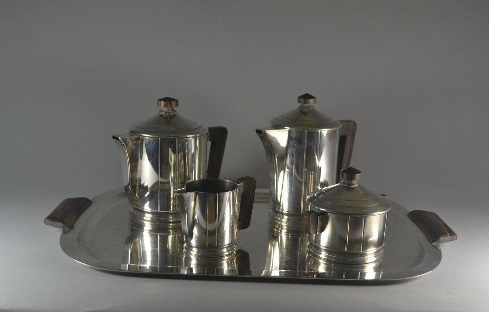Rare Art Deco Silver Plated Ercuis Tea And Coffee Set.-photo-3