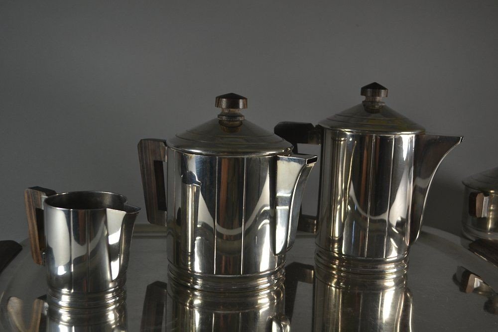 Rare Art Deco Silver Plated Ercuis Tea And Coffee Set.-photo-4