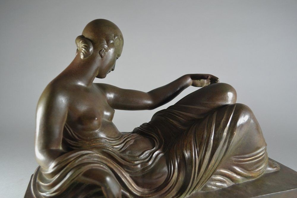 G. Beguin Sculpture En Bronze Femme   Neo- Classique Art Deco-photo-6