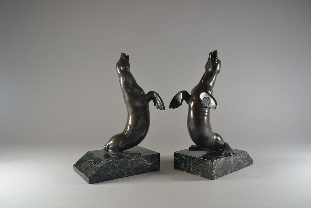 Louis Albert Carvin Sea Lions Bookends. Circa 1920.-photo-4