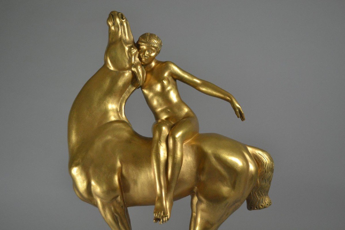 Francois Clemencin, Tall Art Deco Bronze Figure Of A Lady On A Horse.-photo-2