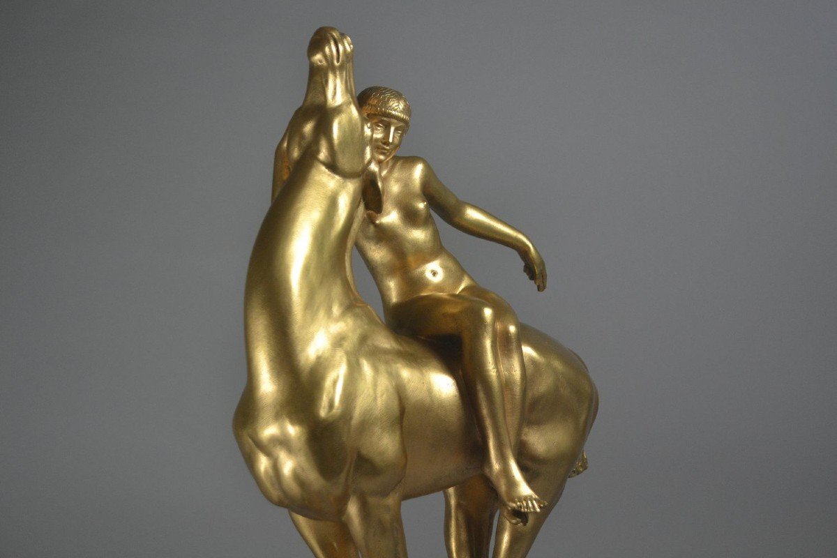 Francois Clemencin, Tall Art Deco Bronze Figure Of A Lady On A Horse.-photo-2