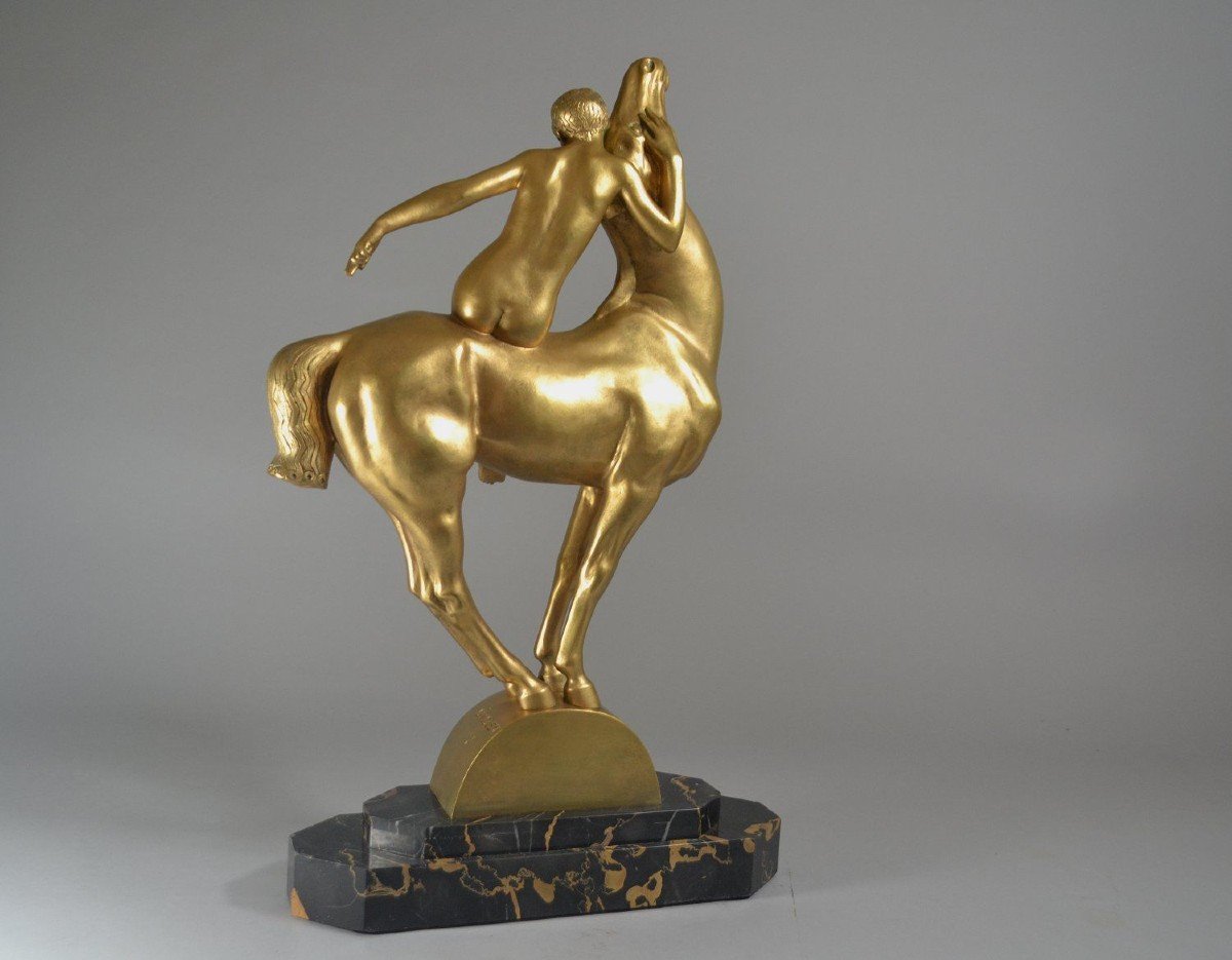 Francois Clemencin, Tall Art Deco Bronze Figure Of A Lady On A Horse.-photo-5