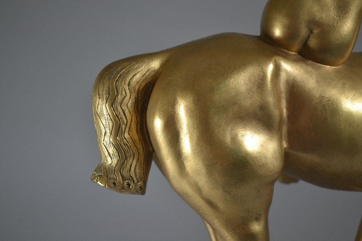 Francois Clemencin, Tall Art Deco Bronze Figure Of A Lady On A Horse.-photo-8