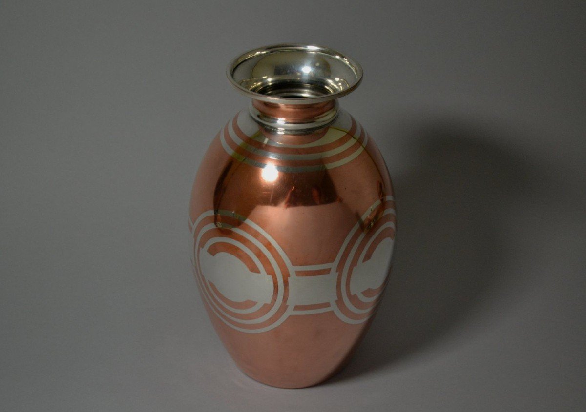 1931 Rare Vase Dinanderie De Luc Lanel Pour Christofle -photo-2