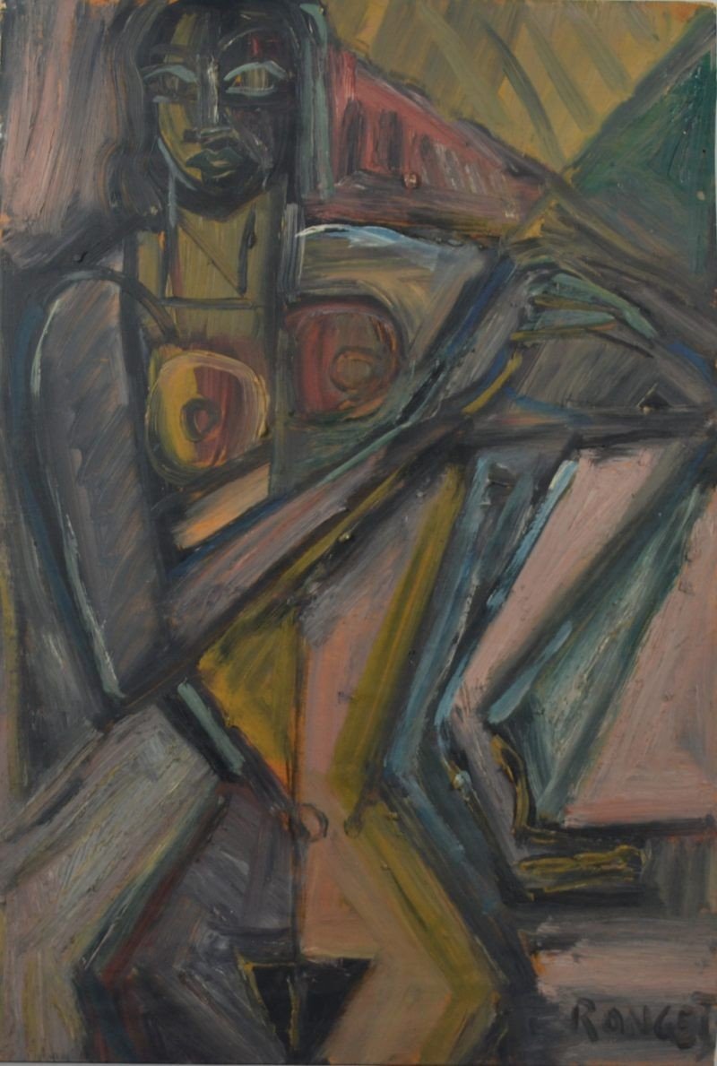 Elisabeth Ronget (1893-1972). Cubist Nude Lady. Oil On Panel.-photo-1