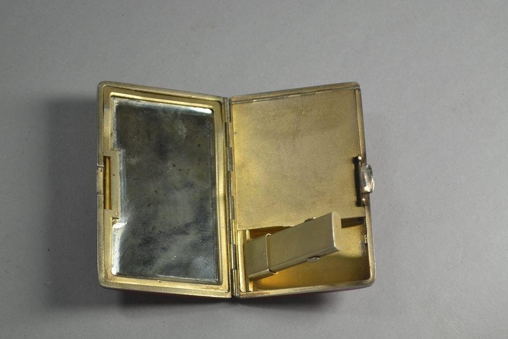 Art Deco Lacquered Sterling Silver French Compact. Cartier ?-photo-2