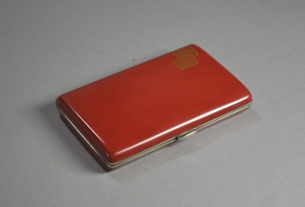 Art Deco Lacquered Sterling Silver French Compact. Cartier ?