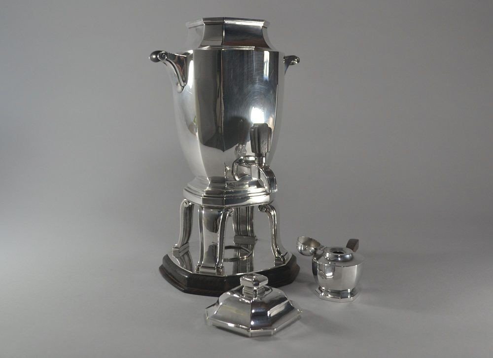 Samovar Art Déco En Métal Argenté, 1925-photo-1