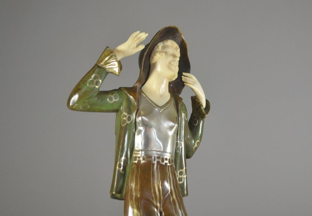 Ignacio Gallo, "parisienne" Bronze Chryselephantine Figure. 1925.-photo-2