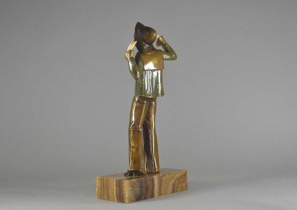 Ignacio Gallo, "parisienne" Bronze Chryselephantine Figure. 1925.-photo-3