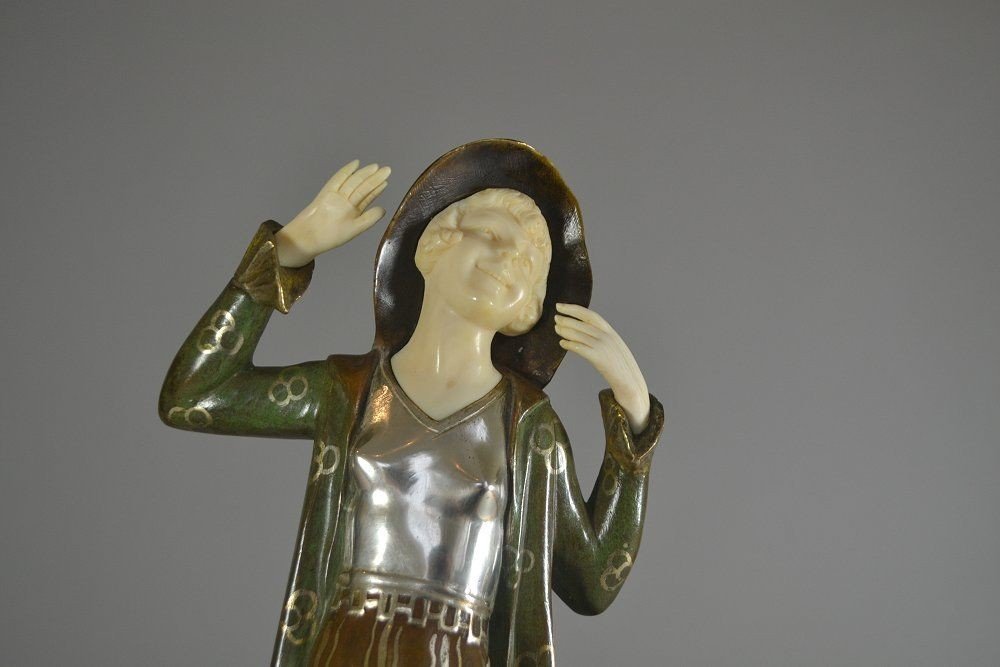 Ignacio Gallo, "parisienne" Bronze Chryselephantine Figure. 1925.-photo-2