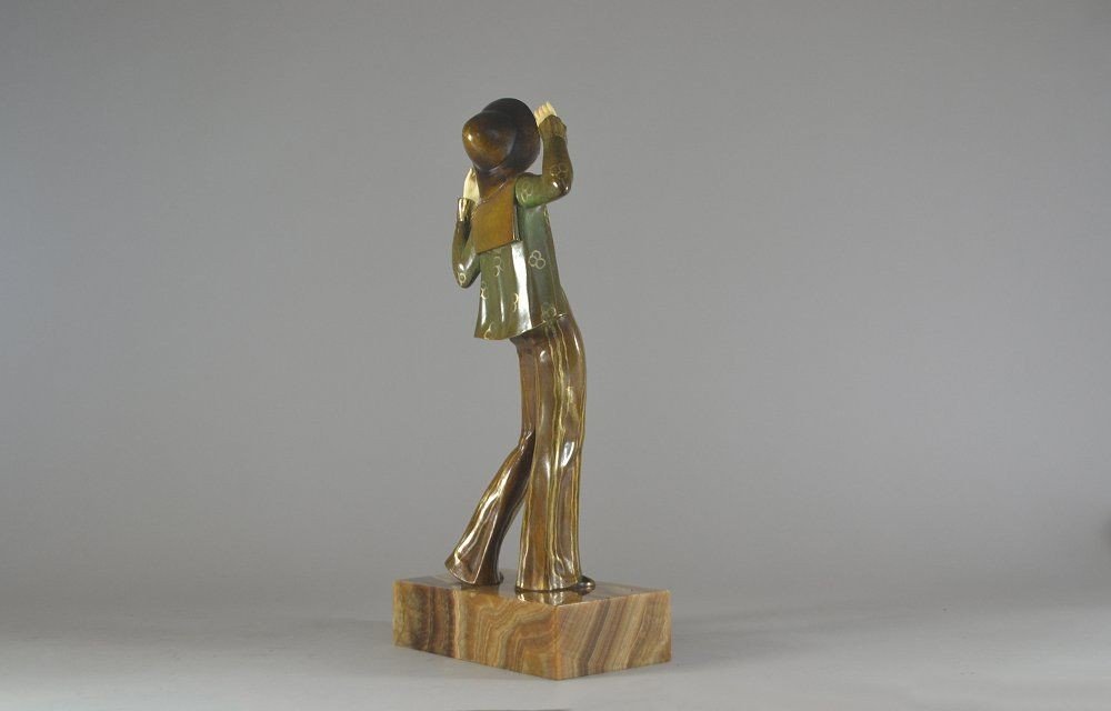 Ignacio Gallo, "parisienne" Bronze Chryselephantine Figure. 1925.-photo-3