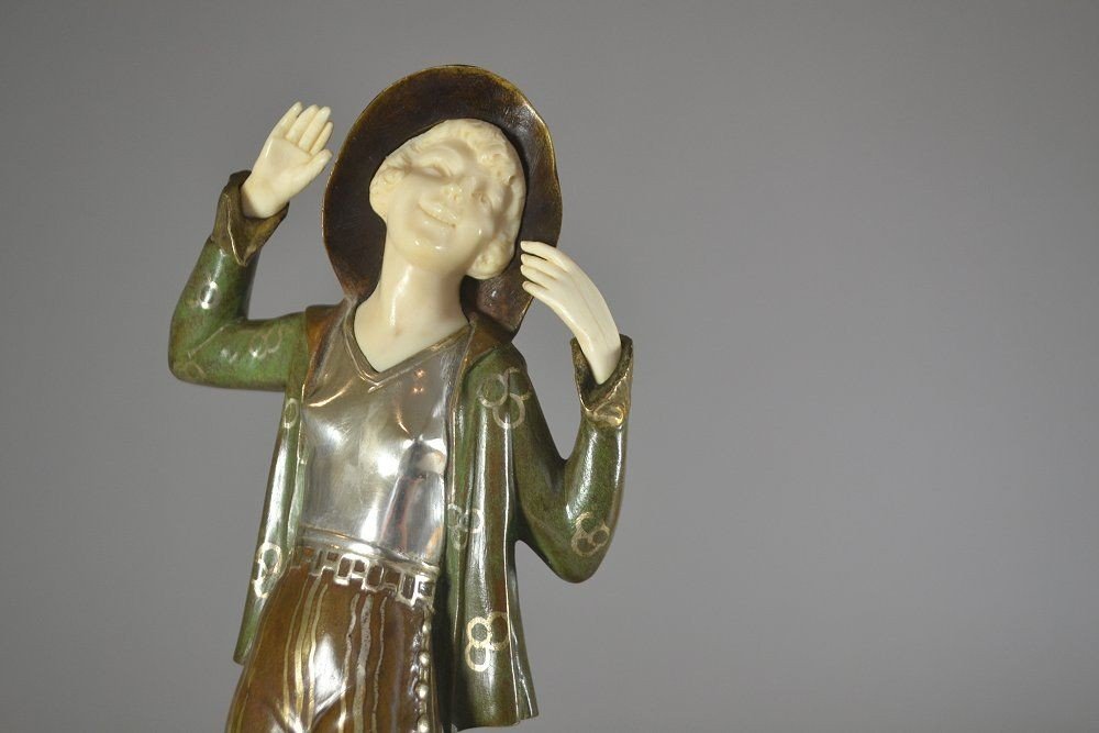 Ignacio Gallo, "parisienne" Bronze Chryselephantine Figure. 1925.-photo-4