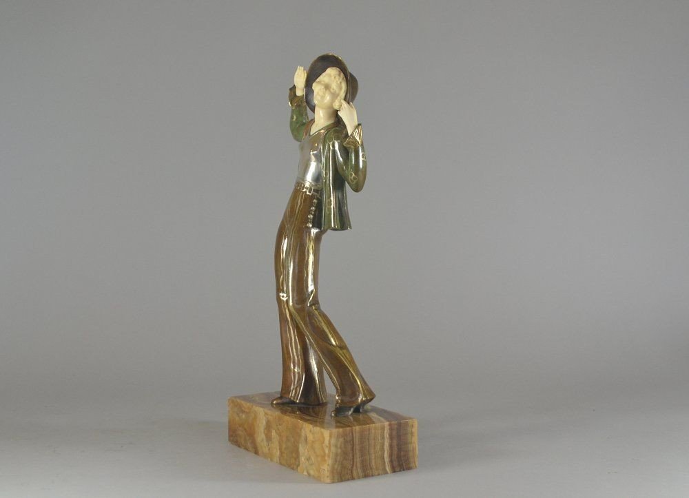 Ignacio Gallo, "parisienne" Bronze Chryselephantine Figure. 1925.-photo-5