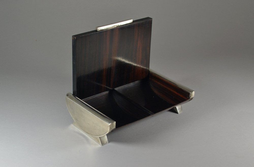 Elegant Art Deco Macassar Wood And Sterling Silver Box-photo-1