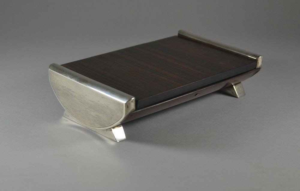 Elegant Art Deco Macassar Wood And Sterling Silver Box-photo-5