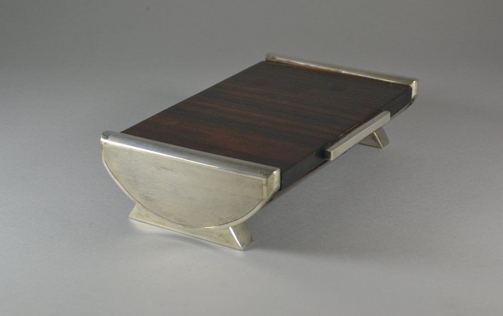 Elegant Art Deco Macassar Wood And Sterling Silver Box