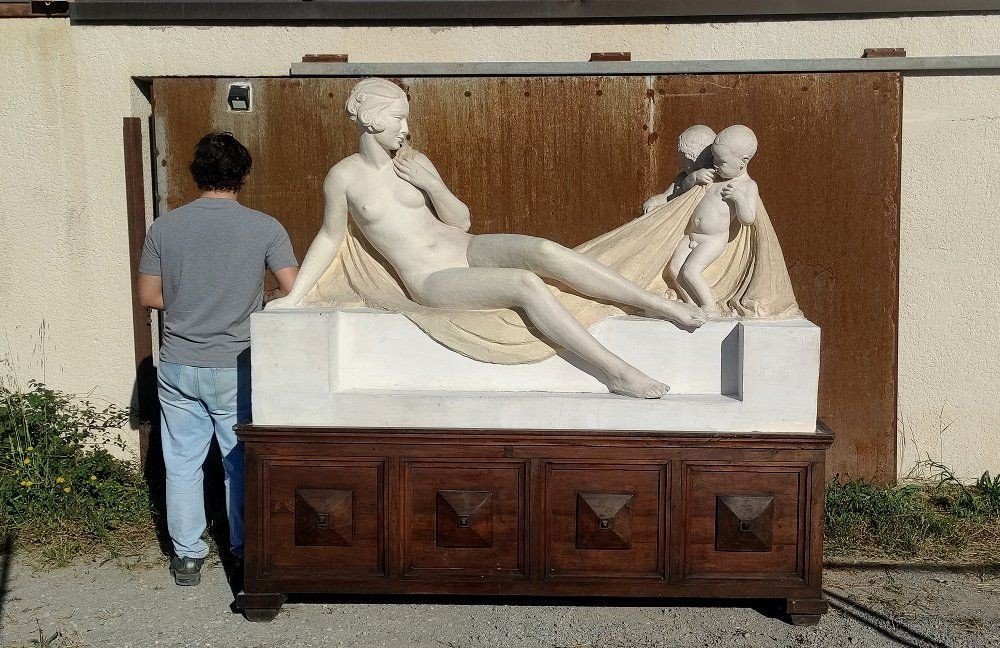 Louis Botinelly Architectural Life Size Group "suzanne Au Bain".-photo-3