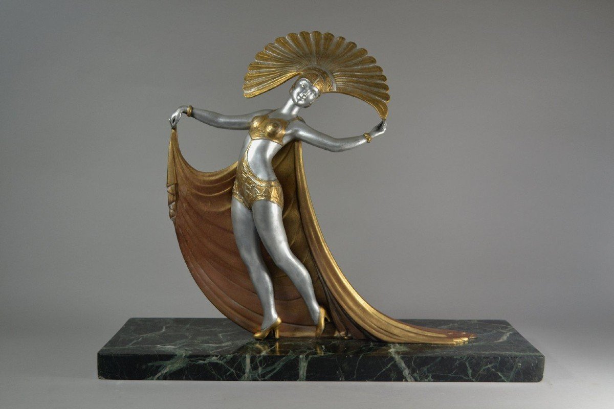 The Cabaret Dancer. Art Deco Lucien Gibert Tall Sculpture