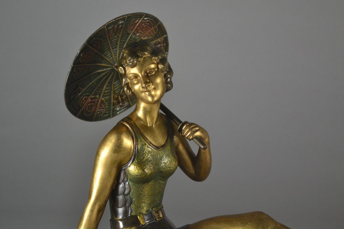 Art Deco Young Bather With Parasol-photo-4