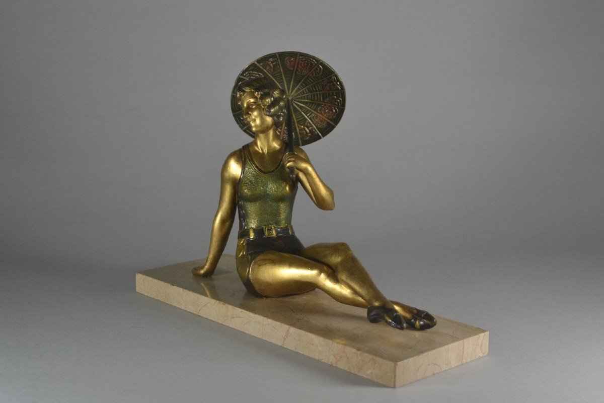 Art Deco Young Bather With Parasol-photo-5