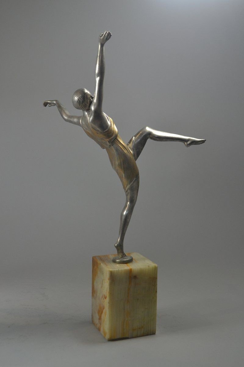 Pierre Le Faguays Paire De Sculptures En Bronze Danseuses. Art Déco-photo-2