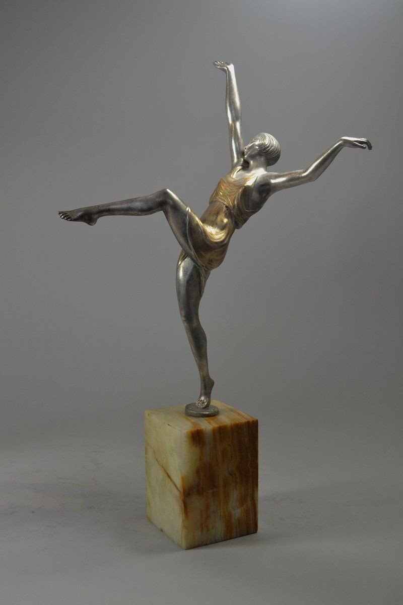 Pierre Le Faguays Paire De Sculptures En Bronze Danseuses. Art Déco-photo-8