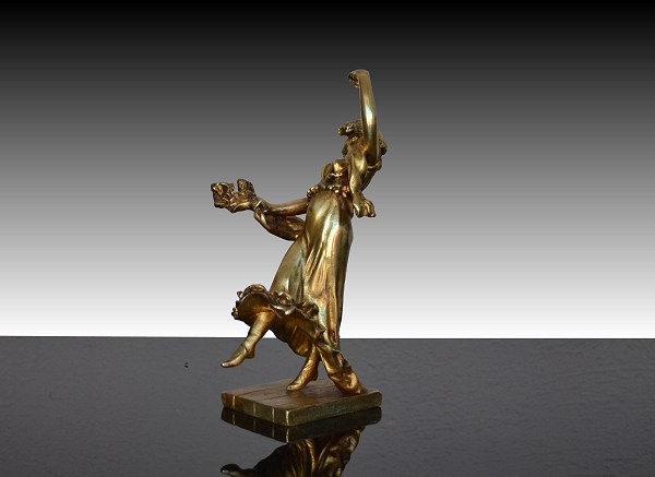 Petit Bronze Doré. Danseuse. Art Nouveau-photo-4