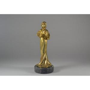 Art Nouveau Symbolist Gilded Bronze Figure