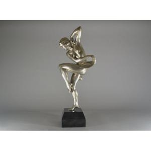 Abel R. Philippe Rare Sculpture En Bronze d'Une Danseuse