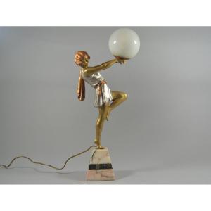 An Art Deco Figural Lamp By Carlier