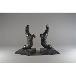 Louis Albert Carvin Sea Lions Bookends. Circa 1920.