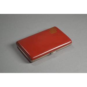 Art Deco Lacquered Sterling Silver French Compact. Cartier ?