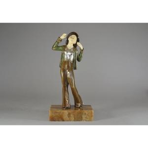 Ignacio Gallo, Sculpture Chryséléphantine "parisienne" En Bronze, 1925